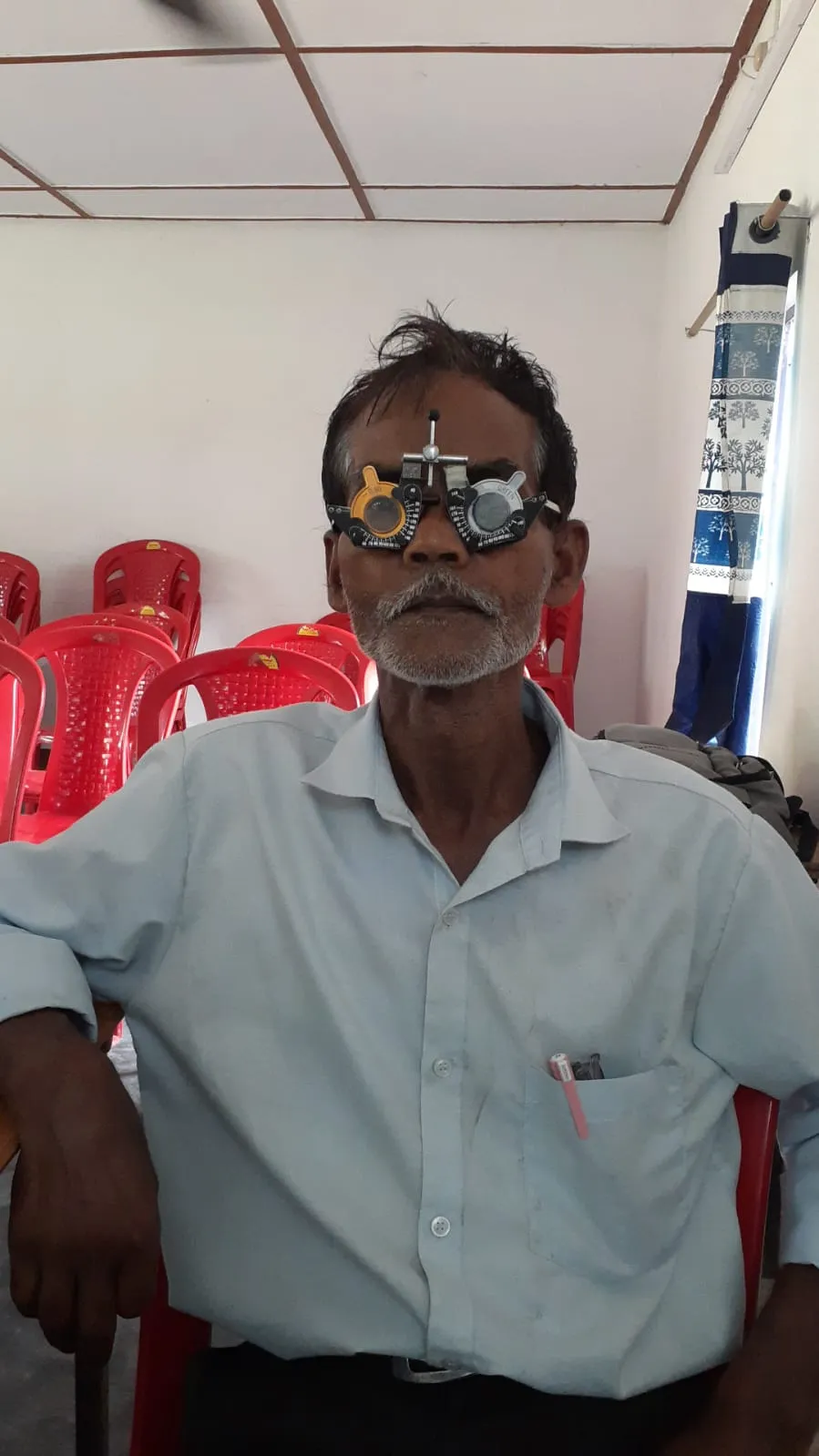 Clinical eye diagnostics setup at the Digboi camp.